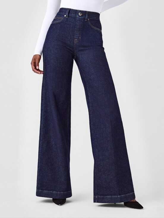 SPANX Denim - SPANX Wide Leg Raw Indigo Jeans Women’s Medium Stretch Sculpt High Rise Denim